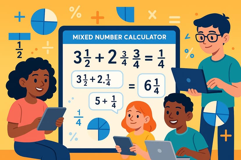 Calculator de număr mixt: Simplificați fracțiile și convertiți numerele instantaneu